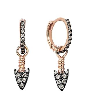 Kismet By Milka 14k Rose Gold Champagne Diamond Arrowhead Hoop Earrings