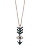 Bloomingdale's Blue & White Diamond Arrow And Evil Eye Pendant Necklace In 14k Rose Gold, 16-18 - 100% Exclusive