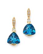 Bloomingdale's London Blue Topaz & Diamond-accent Earrings In 14k Yellow Gold - 100% Exclusive