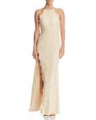 Fame And Partners Dragon Eyes Lace Halter Gown