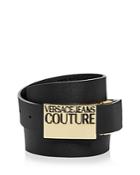 Versace Jeans Couture Men's Logo Plaque Buckle Reversible Leather Belt