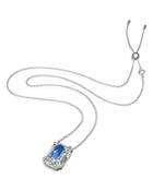 Swarovski Chroma Blue Octagon Crystal Adjustable Pendant Necklace, 11.75