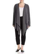 Eileen Fisher Plus Angle Front Ribbed Wool Cardigan