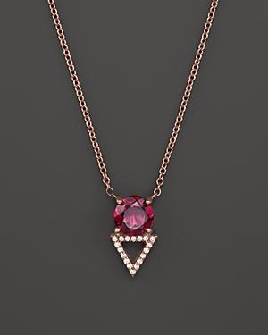 Rhodolite Garnet And Diamond Necklace In 14k Rose Gold, 18