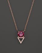 Rhodolite Garnet And Diamond Necklace In 14k Rose Gold, 18