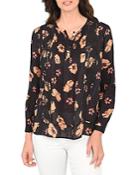 Daniel Rainn Embroidered Floral Print Henley Top