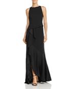 Adrianna Papell Ruffled Knit-crepe Gown