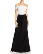 Adrianna Papell Pintucked Off-the-shoulder Gown