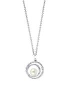 Bloomingdale's Freshwater Pearl & Diamond Double Ring Pendant Necklace In 14k White Gold, 16-18 - 100% Exclusive
