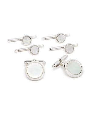 David Donahue Sterling Silver & Mother-of-pearl Shirt Stud & Cufflinks Set