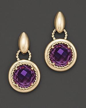 Amethyst And 14 Kt. Yellow Gold Drop Earrings