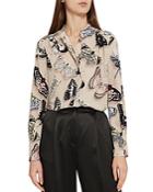 Reiss Nouela Butterfly-print Blouse