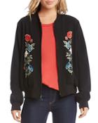 Karen Kane Floral Embroidered Bomber Jacket