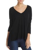 Three Dots Ribbed High Low Sweater
