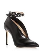 Jimmy Choo Women's Lark 100 Leather Ankle Strap Pointed Toe Pumps