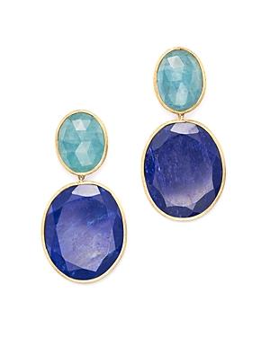 Marco Bicego 18k Yellow Gold Lunaria One-of-a-kind Earrings With Lapis And Aquamarine - Trunk Show Exclusive