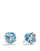 David Yurman Cable Wrap Earrings With Blue Topaz And Diamonds