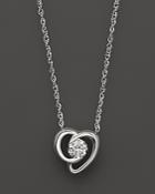 Diamond Heart Pendant Necklace In 14k White Gold, .20 Ct. T.w, 18