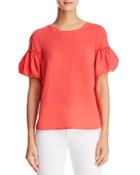 French Connection Puff-sleeve Crepe Top