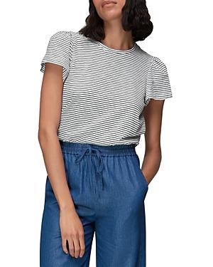 Whistles Striped Flutter Sleeve Tee