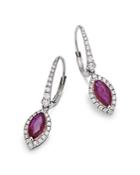 Bloomingdale's Ruby & Diamond Marquis Drop Earrings In 14k White Gold - 100% Exclusive