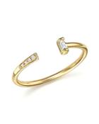 Zoe Chicco 14k Yellow Gold Open Ring With Baguette And Pave Diamonds