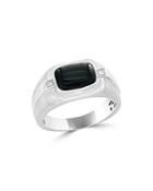 Diamond And Black Agate Men's Band In 14k White Gold, .04 Ct. T.w. - 100% Exclusive