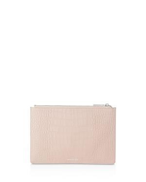 Whistles Matte Croc-embossed Small Leather Clutch