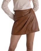 Free People Fake Out Faux Leather Wrap Skirt