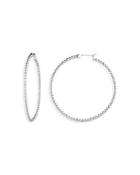 Lauren Ralph Lauren Large Bead Hoop Earrings In Sterling Silver