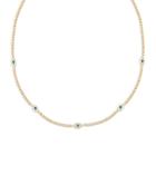 Adinas Jewels Evil Eye Tennis Choker Necklace In 14k Yellow Gold Plated Sterling Silver, 12-15