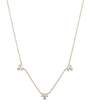 Apres Jewerly 14k Yellow Gold Petite Paris White Topaz & Freshwater Pearl Station Necklace, 18