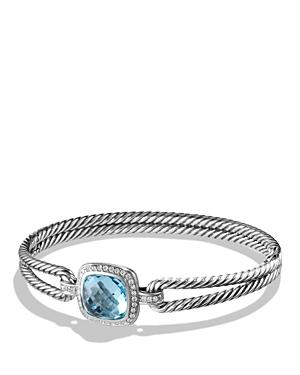 David Yurman Bracelet With Diamonds And Blue Topaz