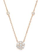 Bloomingdale's Diamond Cluster Flower Pendant Necklace In 14k Rose Gold, 0.75 Ct. T.w. - 100% Exclusive