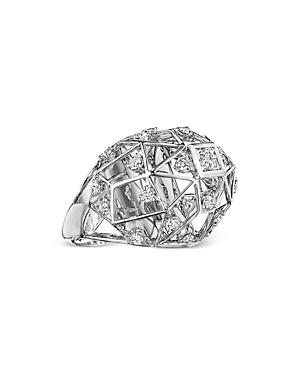 Hueb 18k White Gold Estelar Diamond Cage Statement Ring
