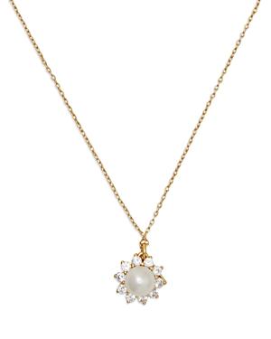 Kate Spade New York Sunny Pave & Imitation Pearl Halo Pendant Necklace In Gold Tone, Xx-xx