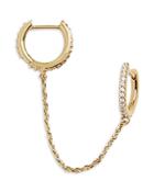 Baublebar 18k Gold Plated Curb Chain Double Pave Huggie Hoop Earrings