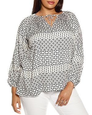 Belldini Plus Geometric Print Long Sleeve Top
