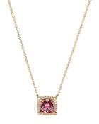 David Yurman Petite Chatelaine Pave Bezel Pendant Necklace In 18k Yellow Gold With Pink Tourmaline, 18