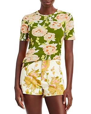 Rebecca Taylor Mesh Floral Print Tee