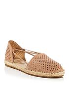 Eileen Fisher Women's Almond Toe Perforated Tumbled Nubuck Espadrille Flats