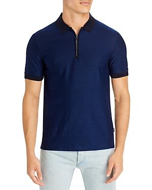 Boss Polston 27 Cotton Mesh Slim Fit Quarter Zip Polo Shirt