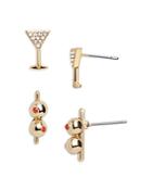 Baublebar Shaken, Not Stirred Pave Martini Stud Earrings In Gold Tone, Set Of 2