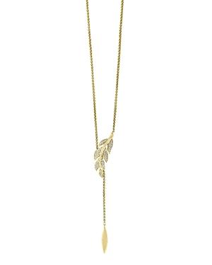 Bloomingdale's Diamond Leaf Lariat Necklace In 14k Yellow Gold, 0.10 Ct. T.w. - 100% Exclusive