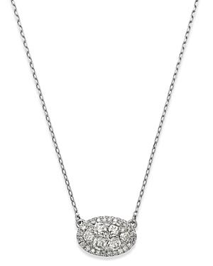 Bloomingdale's Diamond Cluster Oval Pendant Necklace In 14k White Gold, 0.75 Ct. T.w. - 100% Exclusive