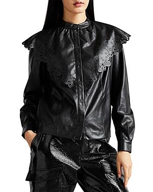 Ted Baker Maisson Perforated Faux Leather Blouse