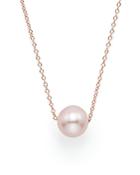Cultured Pink Freshwater Pearl Pendant Necklace In 14k Rose Gold, 18
