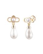 Carolee Horizontal C Link Simulated Baroque Pearl Drop Earrings