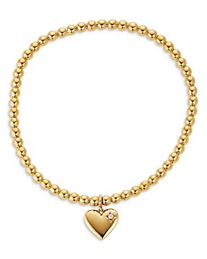 Nadri Gemma Pave Heart Charm Beaded Stretch Bracelet