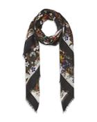 Burberry Floral Print Silk & Wool Large Square Scarf
